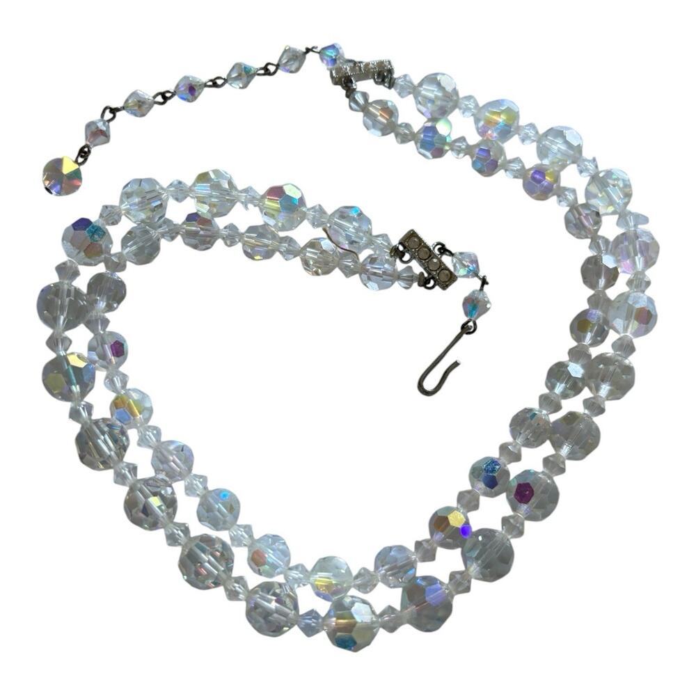 Crystal Aurora Borealis 2 strand Necklace Single strand bracelet set MCM Jewelry - Picture 9 of 11